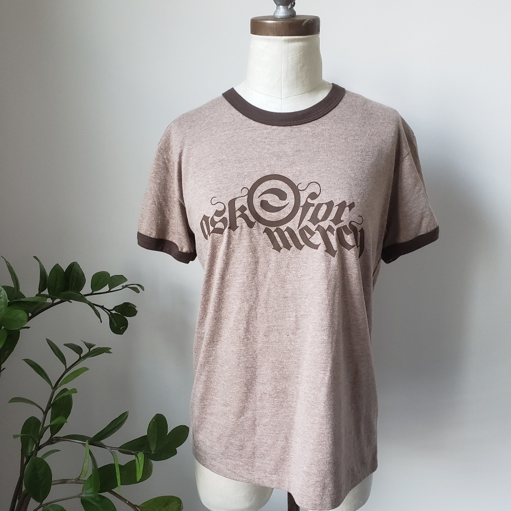 Graphic "Ask for Mercy" Ringer Tee